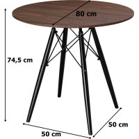 Jídelní stůl PARIS BLACK 80 cm - jasan/černý