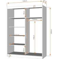 Šatní skříň VISION 10 - dub artisan - 150 cm (více variant)