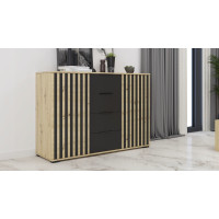 Komoda VERONA 2D4S - dub artisan/černá