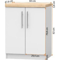 Spodní kuchyňská skříňka INEZ - 60 cm - bílá/dub craft zlatý