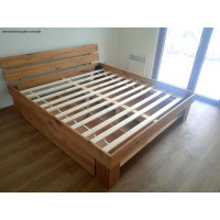 Postel z masivu dubu FRED se šuplíky 200x160 cm