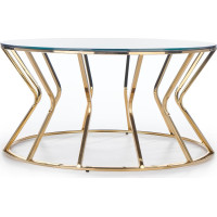 Konferenční stolek DARIO 90x46 cm - sklo/zlatý
