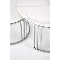 Konferenční stolek MERKUR - stříbrný/bílý mramor