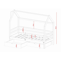 Dětská domečková postel LILIE se šuplíky - 200x90 cm