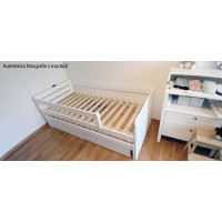 Dětská postel z masivu borovice TOMÁŠ II s přistýlkou a šuplíky - 200x90 cm - bílá