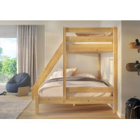 Dětská patrová postel z masivu s rozšířeným spodním lůžkem KUBA - 200x90/140 cm - přírodní