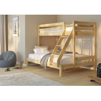 Dětská patrová postel z masivu s rozšířeným spodním lůžkem KUBA - 200x90/140 cm - přírodní