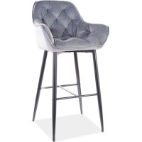 Barová židle CHERRY H-1 Velvet - šedá/černá