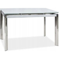 Jídelní stůl PETER - 120(180)x80x76 cm - rozkládací - bílý/chrom