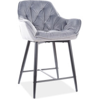 Barová židle CHERRY H-2 Velvet - šedá/černá