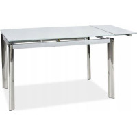 Jídelní stůl PETER - 120(180)x80x76 cm - rozkládací - bílý/chrom