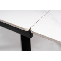 Jídelní stůl JOHN - 120(180)x85x76 cm - rozkládací - bílý mramor/černý