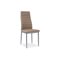 Jídelní židle JOSIE - tmavě béžová ekokůže/hliník