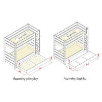 Dětská patrová postel z masivu borovice HONZA - 200x90 cm - bílá