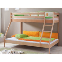 Dětská patrová postel z masivu s rozšířeným spodním lůžkem DENIS - 200x90/140 cm - přírodní