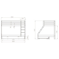 Dětská patrová postel z masivu s rozšířeným spodním lůžkem DENIS - 200x90/140 cm - přírodní