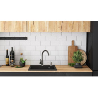 Kuchyňský granitový dřez REA WEST XL - 60 x 50 cm - metalický černý