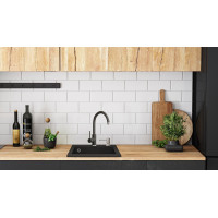 Kuchyňský granitový dřez REA WEST - 44 x 44 cm - černý kropenatý