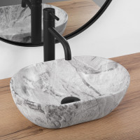 Keramické umyvadlo Rea AMELIA Mini stone - šedé matné - dekor kamene