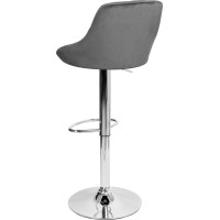 Barová židle CYDRO VELVET - šedá/chrom