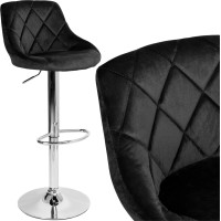 Barová židle CYDRO VELVET - černá/chrom