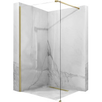 Koupelnová pevná zástěna Rea AERO 110 cm - broušená zlatá - čiré sklo