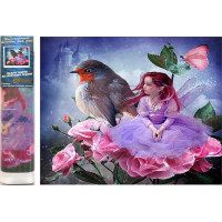 Norimpex Diamantové malování Červenka s květinovou vílou 30x40 cm