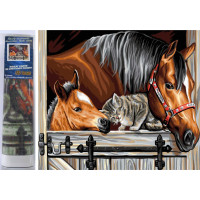 Norimpex Diamantové malování Koně s kočkou 30x40 cm