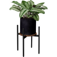 Kovový stojan na květiny TORRE 40 cm - stařený dub/černý