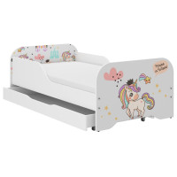 Dětská postel KIM - DUHOVÝ JEDNOROŽEC 140x70 cm + MATRACE