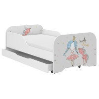 Dětská postel KIM - PRINCEZNA A JEDNOROŽEC 140x70 cm + MATRACE