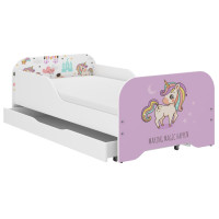Dětská postel KIM - RŮŽOVÝ JEDNOROŽEC 140x70 cm + MATRACE