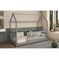 Dětská domečková postel z masivu borovice GRÉTA - 180x80 cm - šedá