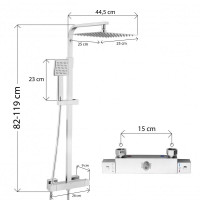 Sprchová souprava GABI s termostatickou baterií - 25x25 cm - chromová