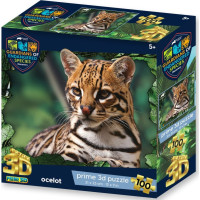 PRIME 3D Puzzle Animal planet: Ohrožené druhy - Ocelot 3D 100 dílků