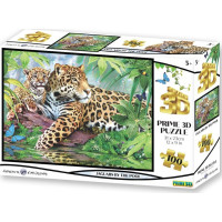 PRIME 3D Puzzle Jaguáři u bazénu 3D 100 dílků