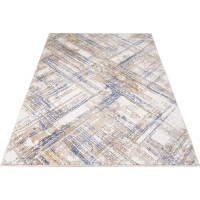 Kusový koberec ASTHANE Hatch - bílý/tmavě modrý/hnědý