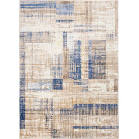 Kusový koberec ASTHANE Modern - bílý/tmavě modrý/hnědý