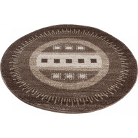 Kusový kulatý koberec SARI Outline - tmavě béžový