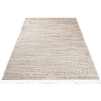 Kusový koberec s třásněmi SARI Mono - krémový/hnědý