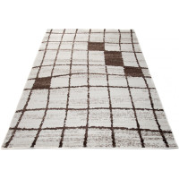 Kusový koberec SARI Grid - bílý/hnědý