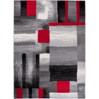 Kusový koberec JÁVA Pieces - šedý/červený