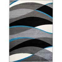 Kusový koberec JÁVA Waves - tmavě šedý/modrý