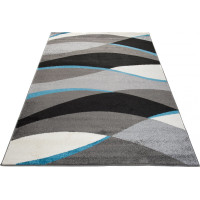 Kusový koberec JÁVA Waves - tmavě šedý/modrý