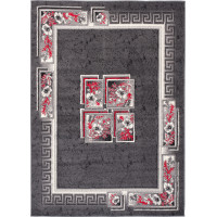 Kusový koberec TAPIS Quatro - šedý/červený