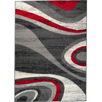 Kusový koberec TAPIS Winding - šedý/červený