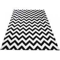 Kusový koberec TAPIS Cik cak - černý/bílý