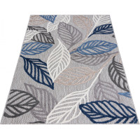 Kusový koberec AVENTURA Leaves - šedý/modrý/bílý