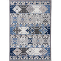 Kusový koberec AVENTURA Folk - modrý/šedý