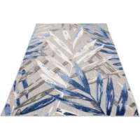 Kusový koberec AVENTURA Palm leaves - bílý/modrý